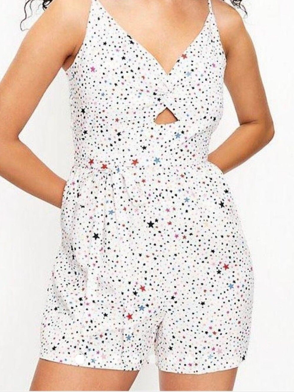 LOFT Star Patterned Twist Strappy Romper, size 8